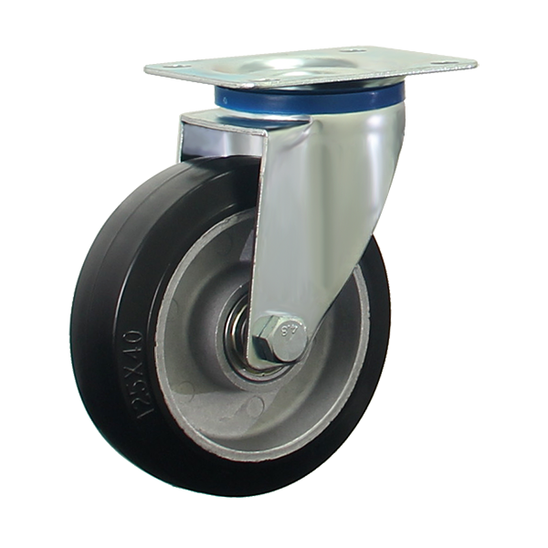 5 inch black elastic rubber on AL rim wheel swivel