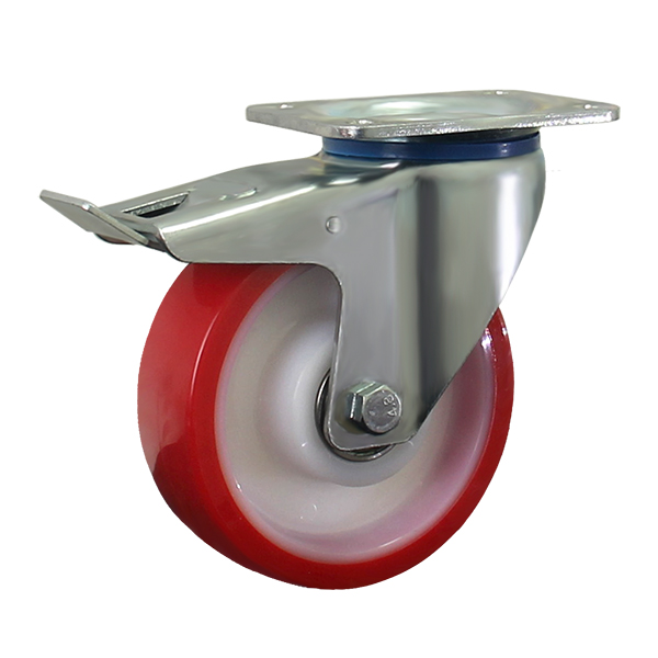 6 inch PU on Nylon wheel with total brake 600