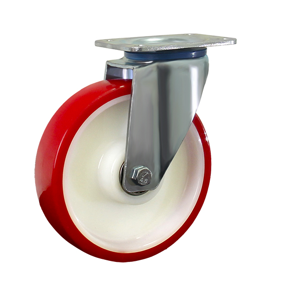 8 inch heavy duty PU on Nylon rim swivel 600